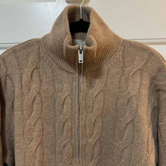 NWOT Everlane THE CABLE HALF-ZIP Wool in Oat Brown Size Medium $168 - Picture 5 of 11